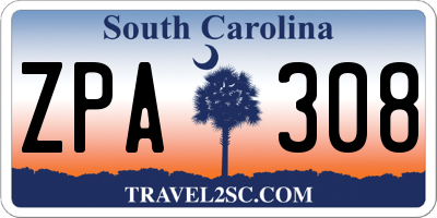 SC license plate ZPA308