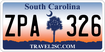 SC license plate ZPA326