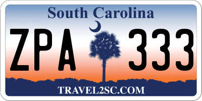 SC license plate ZPA333