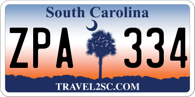 SC license plate ZPA334