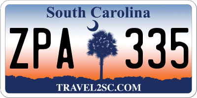 SC license plate ZPA335