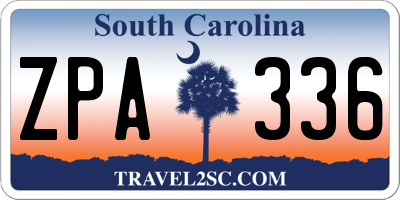 SC license plate ZPA336