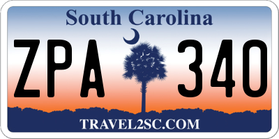 SC license plate ZPA340