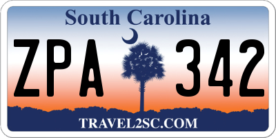 SC license plate ZPA342