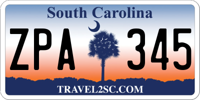 SC license plate ZPA345