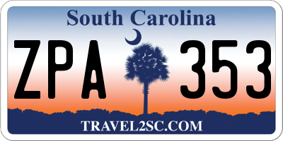 SC license plate ZPA353