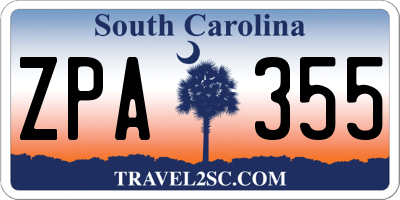 SC license plate ZPA355