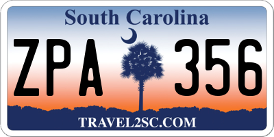 SC license plate ZPA356