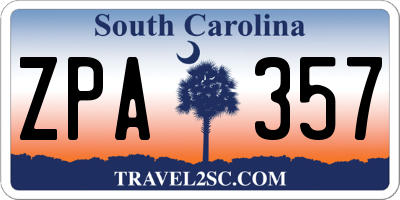 SC license plate ZPA357