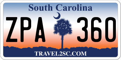 SC license plate ZPA360