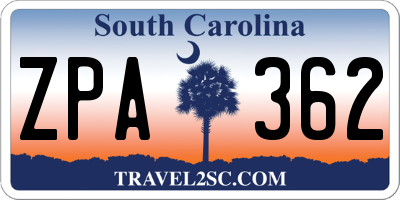 SC license plate ZPA362
