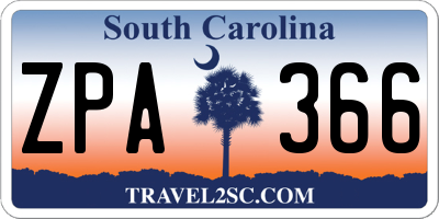 SC license plate ZPA366
