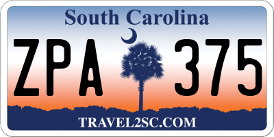 SC license plate ZPA375