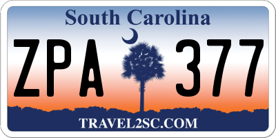 SC license plate ZPA377