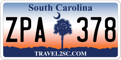 SC license plate ZPA378