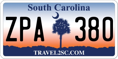 SC license plate ZPA380