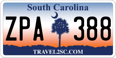 SC license plate ZPA388