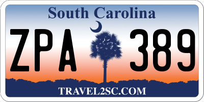 SC license plate ZPA389