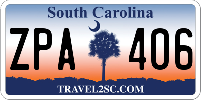 SC license plate ZPA406