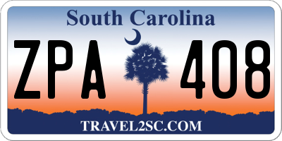 SC license plate ZPA408