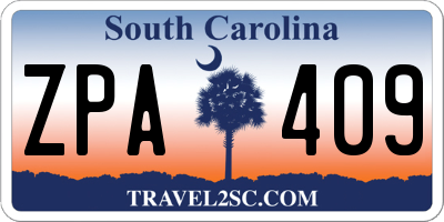 SC license plate ZPA409
