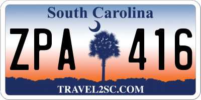 SC license plate ZPA416