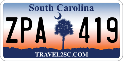 SC license plate ZPA419