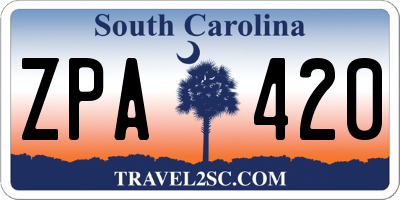 SC license plate ZPA420