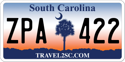 SC license plate ZPA422