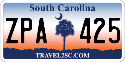 SC license plate ZPA425
