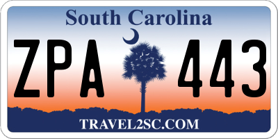 SC license plate ZPA443