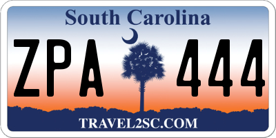 SC license plate ZPA444