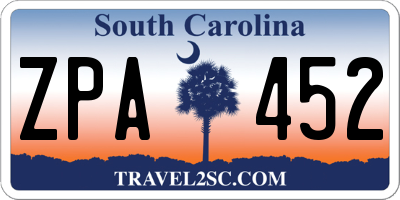 SC license plate ZPA452
