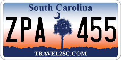 SC license plate ZPA455
