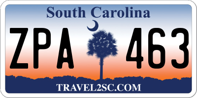 SC license plate ZPA463