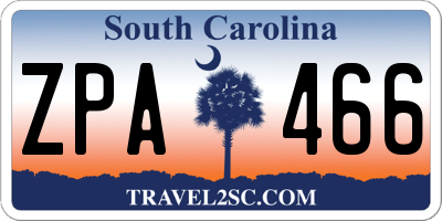 SC license plate ZPA466