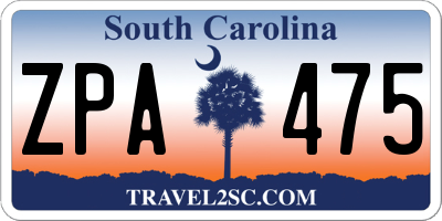 SC license plate ZPA475