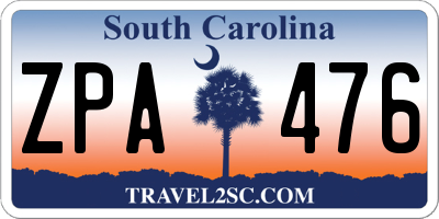 SC license plate ZPA476