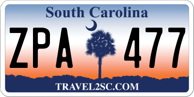 SC license plate ZPA477