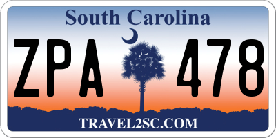 SC license plate ZPA478