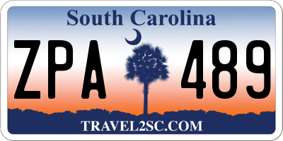 SC license plate ZPA489