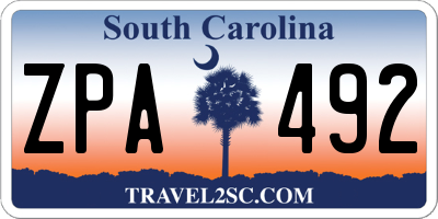SC license plate ZPA492