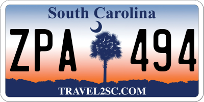 SC license plate ZPA494