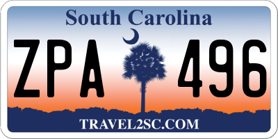 SC license plate ZPA496