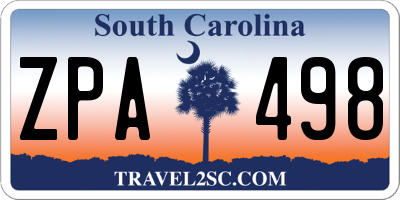 SC license plate ZPA498