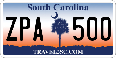 SC license plate ZPA500