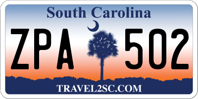 SC license plate ZPA502