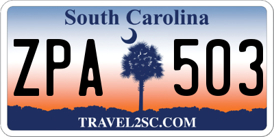 SC license plate ZPA503