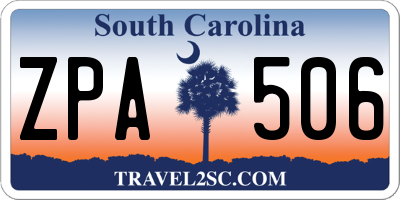 SC license plate ZPA506