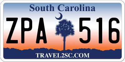 SC license plate ZPA516